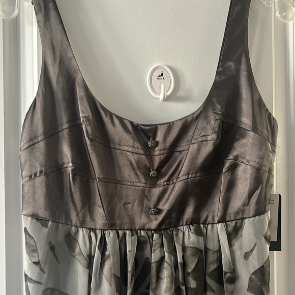 Nicole Miller cocktail dress womens 8 gray abstract satin trim side zip lined - Picture 2 of 11